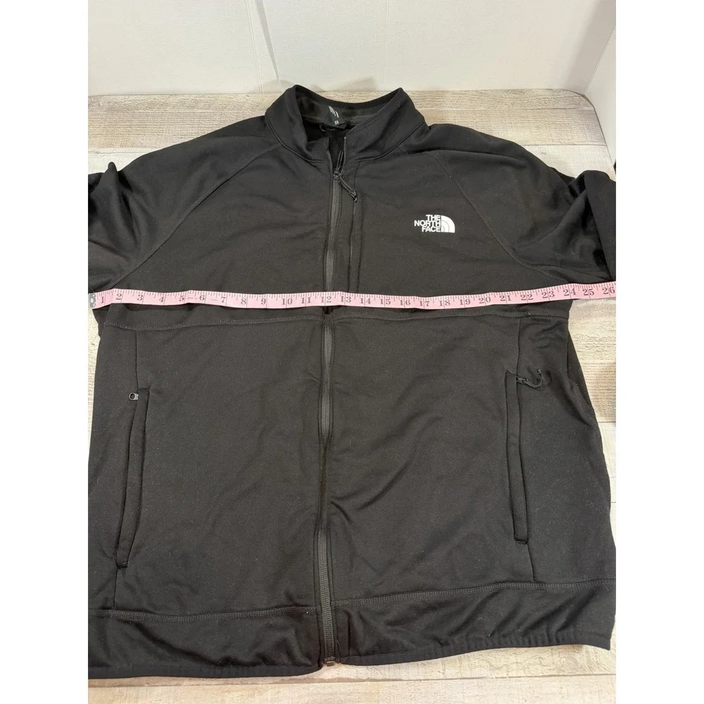 The North Face Mens XXL Black Full Zip Fleece Jacket Stretch Zip Pockets TNF